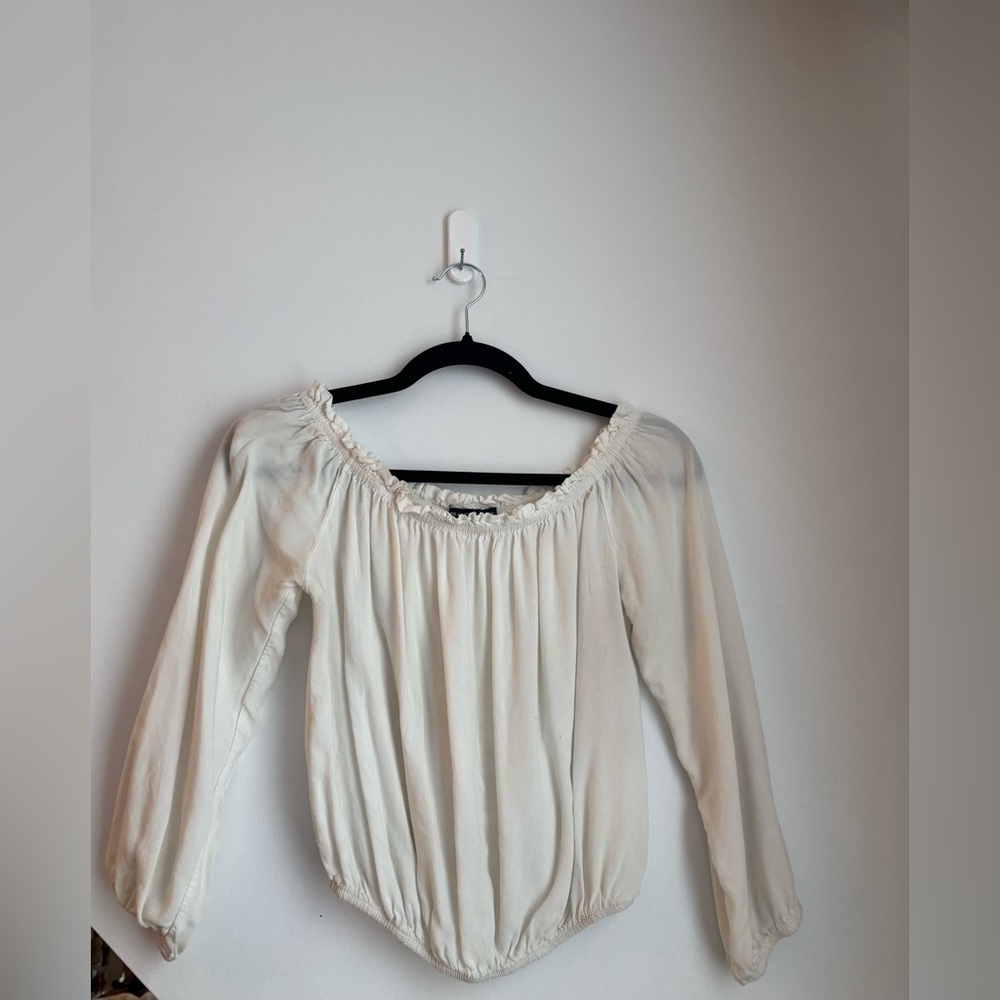 Brandy Melville Cream Off-Shoulder Blouse